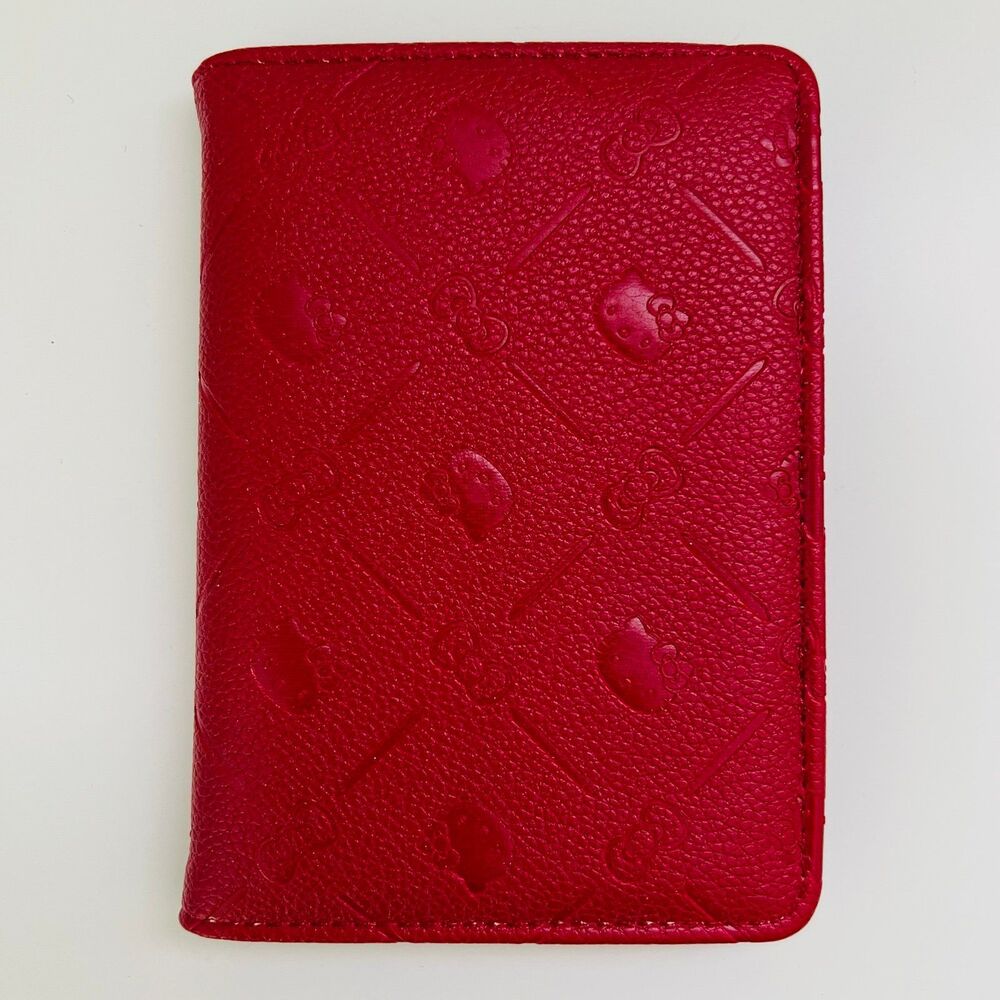 HELLO KITTY Embossed Red Faux Leather Passport Holder Cover